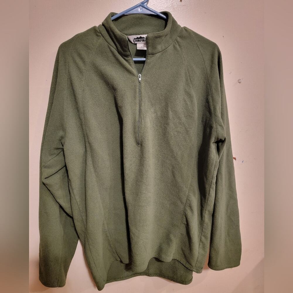 Mens Large Evergreen Long Sleeve Quarter Zip Campmor Fleece Sweatshirt - Picture 7 of 7